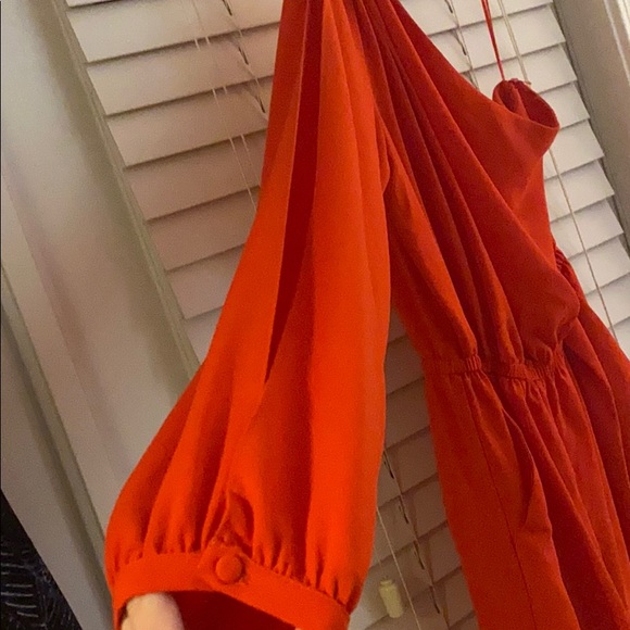 Red one shoulder romper - Picture 2 of 5